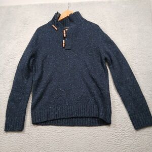 Banana Republic Men's Medium Blue Speckled Wool‎ Blend Sweater Italian Yarn